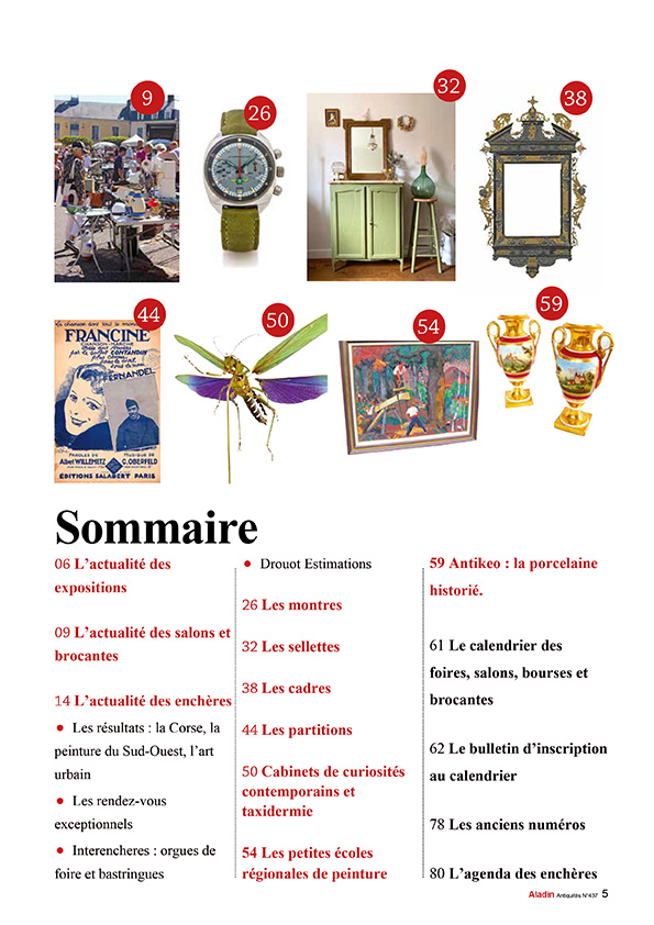 Sommaire du magazine ALADIN Antiquités de juin 2025